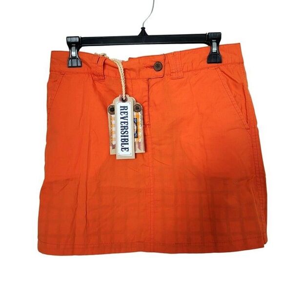 Tailor Vintage Reversible Plaid Orange Mini Skirt Size 4/6 NWT - Picture 4 of 10